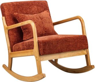 Nordlys Mecedora en madera y tejido terracota