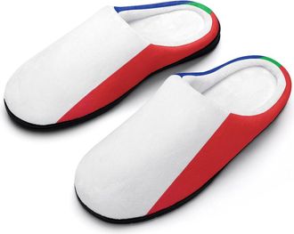 Generic Italy And France Flag Cotton Slippers for Women Memory Foam Comfy House Shoes with Anti-Skid Rubber Sole