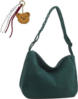 Generic Womens Casual Corduroy Crossbody Bags, Cute Preppy Shoulder Purse, Lightweight Handbags with Adjustable Strap Ideal for School, Work, Travel (Green,31
