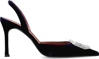 Amina Muaddi Camelia Sling 90 - Dames - Pumps - Blauw - 38 EU - Leer - Schoenen