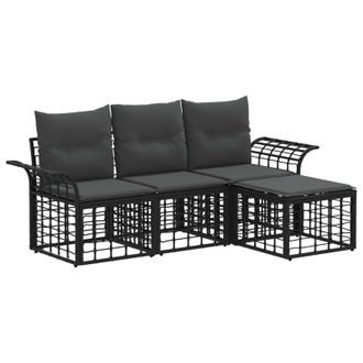 vidaXL Conjunto De Sof&aacute;s De Exterior 4 Pcs Negro Y Gris Oscuro Vidaxl