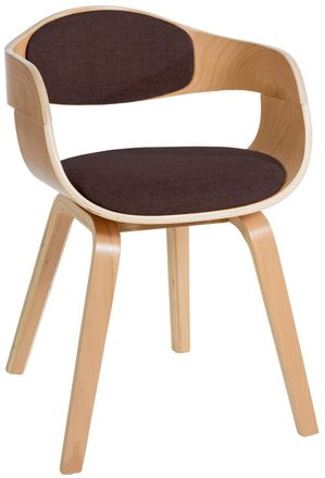 Clp Silla de madera con asiento en Tela Natural/marr&oacute;n