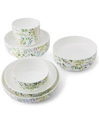 Mikasa Tivoli Garden 9Pc Bone China Dinnerware Bowl Set, Service For 3