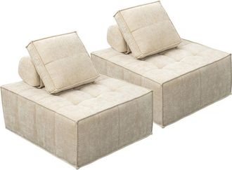 Habitat et Jardin Conjunto De 2 Sillones Modulares Tipo Sof&aacute; En Tela Texturizada velluto - Beige