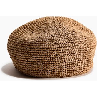 H&M Straw Beret in Dark Beige at Nordstrom, Size Small