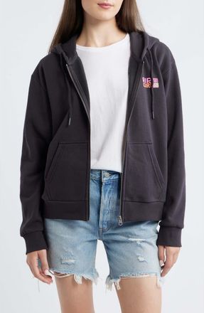 Rip Curl Catalina Island Front Zip Cotton Hoodie in Washed Black at Nordstrom, Size Xx-Small