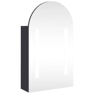 Berkfield Home Bathroom Mirror Cabinet with LED Light Arched Grey 42x13x70 cm | Size: 42 x 13 x 70 cm