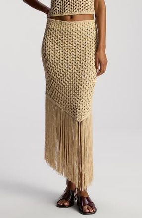 A.L.C. Leona Asymmetric Fringe Crochet Skirt in Pampas at Nordstrom Rack, Size Large