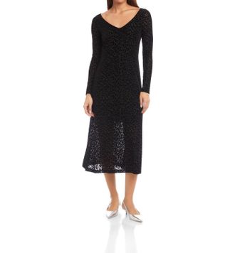 Fifteen Twenty Julia Velvet Burnout Dress In Leopard