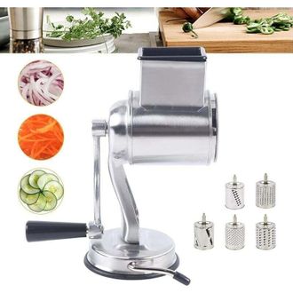 OEM Rallador Manual De Tambor, Rebanador De Verduras De Acero Inoxidable, Rallador Rotatorio De Verduras, Molinillo De Queso Con 5 Cuchillas De Tambor Par
