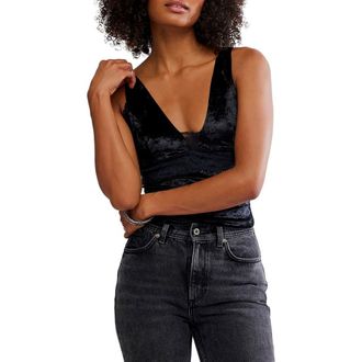 Free People Bed of Rose Velvet Camisole in Black at Nordstrom Rack, Size X-Large