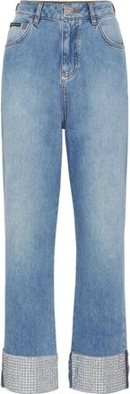 Philipp Plein Denim Broek Strass Loose Fit Hart - Dames - Regular Fit Jeans - Blauw - W25 - Denim - Jeans