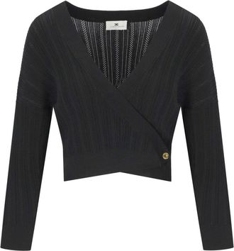 Elisabetta Franchi Black Knitted Top With V-Neck