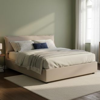 Dmora Dmora - Cama Matrimonial Dbiand, Cama Contenedor Con Funda Extra&iacute;ble Con Cabecero Tapizado Y Estructura De Cama, 100% Made In Italy, Adecuado Para Col