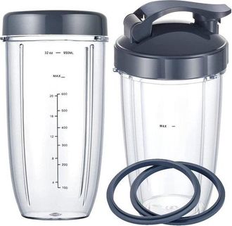 OEM Adecuado Vaso Cuchillas Licuadora Nutribullet: Vaso Grande 946,4 Ml (32 Oz), Frescura Resellable Junta Goma, Licuadoras Nutri Bullet 600 W/900 W