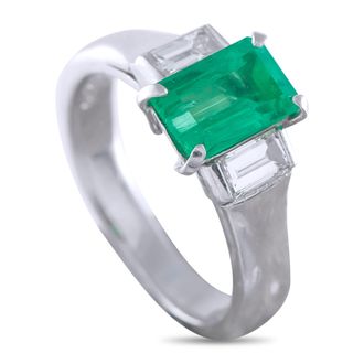 Luxury Bazaar Platinum 0.46ct Diamond and Emerald Ring MF17-041026