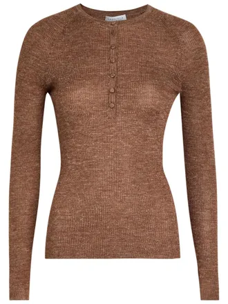 Gabriela Hearst Anges Henley Knit Polo top - Brown - S (UK8-10 / S)