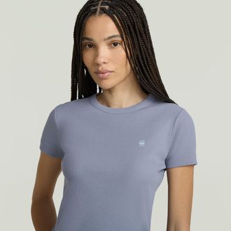 G-Star T-Shirt G-STAR Rib Cap Sleeve, Damen, Gr. XXL (44), amann, Rippstrick, Obermaterial: 94% Baumwolle, 6% Elasthan, unifarben, slim fit normal, Rundhals,