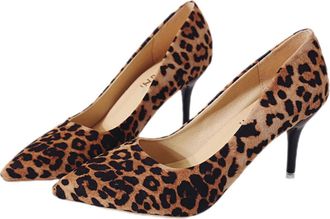 Yarnow Leopard Print Pointed Toe High Heel Pumps for Women, Fashion Single Shoes Size 39, Stylish Leopard Pattern