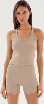 SPLITS59 Ashby Rib Crop Tank Top In Latte