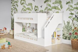 Flair Deimo Staircase Low Bunk Bed White | Size: Single