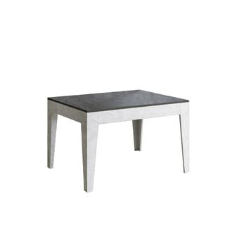 Itamoby Mesa extensible 90x120/180 cm efecto madera gris y blanco espatulado