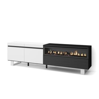 Skraut Home Skraut Home - Mueble Tv, Televisi&oacute;n, Muebles De Sal&oacute;n, Almacenaje, 200x57x35cm, Para Tv Hasta 80, Chimenea El&eacute;ctrica, Dise&ntilde;o Industrial, Estilo Modern