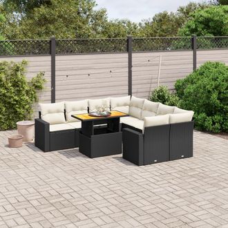 vidaXL Vidaxl - Set Divani Da Giardino 9 Pz Con Cuscini Nero In Polyrattan