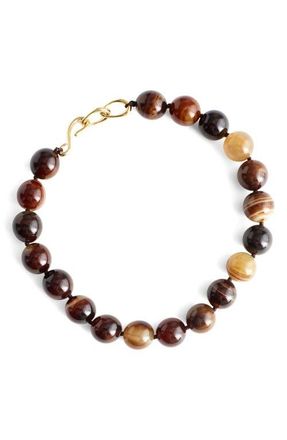 Madewell Semiprecious Stone Oversize Beaded Choker Necklace in Dark Brown at Nordstrom