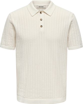 Only & Sons Polokragenpullover ONLY & SONS ONSMOON REG 12 SS POLO KNIT NOOS, Herren, Gr. XL, egret, Strick, Obermaterial: 80% Baumwolle, 20% Nylon, unifarben, reg