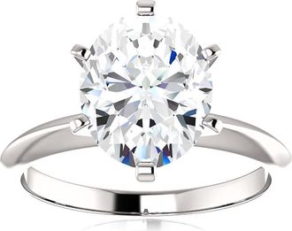 Pompeii3 3 Ct Oval Moissanite Solitaire Engagement Ring 14k White Gold