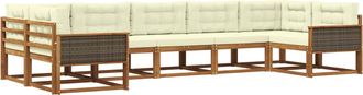 vidaXL Conjunto De Sof&aacute;s De Exterior 7 Uds. Natural Y Crema Vidaxl