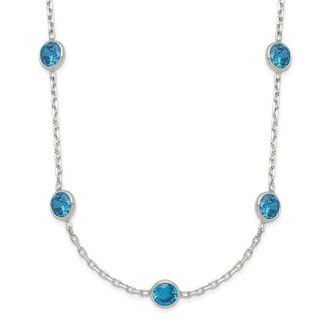Diamond2Deal Sterling Silver 9-Station Blue Cubic Zirconia Necklace 18
