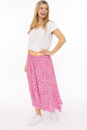 Zwillingsherz Maxirock ZWILLINGSHERZ Geometric Flowers, Damen, Gr. L/XL, pink, Web, Obermaterial: 100% Viskose, R&ouml;cke Maxirock, Florales Muster, Gummizug mit Schrif