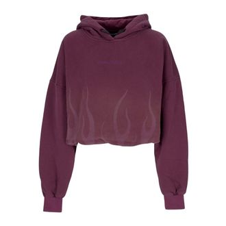 Vision Of Super Flames Cropped Hoodie Grape Wine - Dames - Hoodies - Paars - M - Katoen - Hoodies & sweatvesten