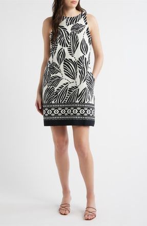 CeCe by Cynthia Steffe Print A-Line Linen Blend Minidress in Ivory Multi at Nordstrom, Size X-Large