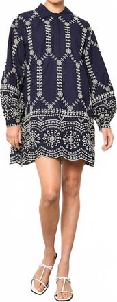 Apricot Broderie Swing Shirt Dress In Navy