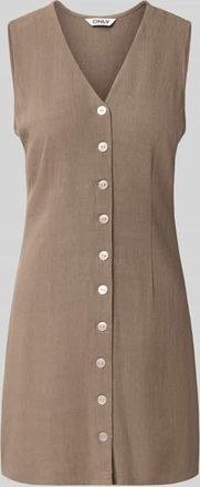 Only Tailliertes Freizeitkleid aus Viskose-Leinen-Mix Modell SIESTA in Schoko Melange, Gr&ouml;&szlig;e XL