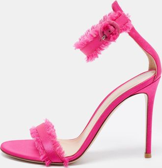 Gianvito Rossi Pink Satin Portofino Fringe Sandals