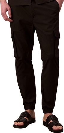 Calvin Klein Mens Skinny Fit Elastic Ripstop Cargo Trousers, Black (Black), M