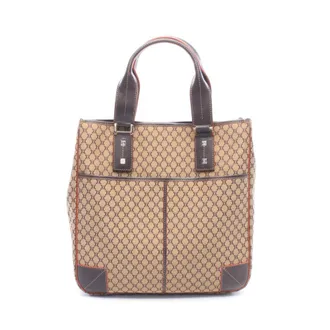Celine Beige Brown Canvas Leather Handbag Tote Bag (Pre-Owned)