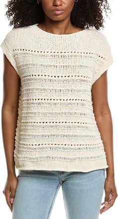 Lafayette 148 New York Bateau Neck Open Stitch Pullover Sweater