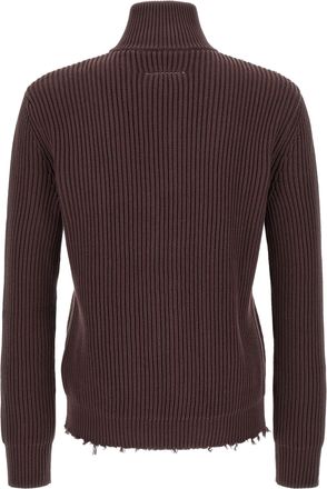 Maison Margiela Ribbed Cotton Cardigan - Brown