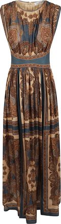 Zimmermann Mahon Waisted Maxi Dress With Paisley Pattern And Front Slits