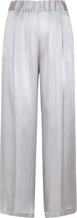 Semicouture Grijze Zijde Satijnen Wijde Pijp Broek - Dames - Wijde Broeken - Grijs - XL - Satijn - Broeken
