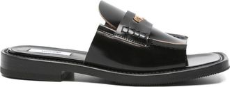 Moschino Black Silk and Nylon Open Sandals