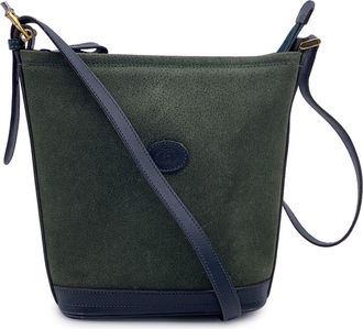 Gucci Gucci Vintage Su&egrave;de Schoudertas met In elkaar grijpende details