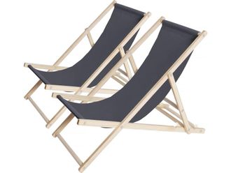 Habitat & Jardin Juego de 2 tumbonas negro 107 x 56 x 81 cm