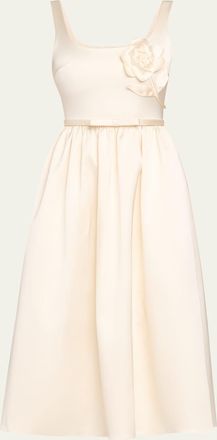 Self Portrait Bonded Satin Flower Midi Dress