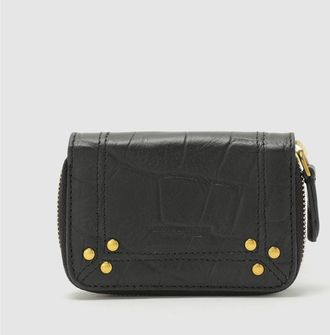 Jerome Dreyfuss Porte-monnaie Henri Cuir Imprim&eacute; Croco Noir